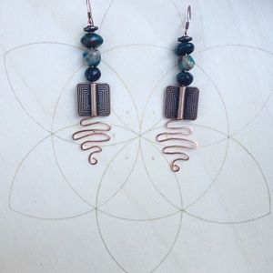 Chrysocolla Atlantian style earrings